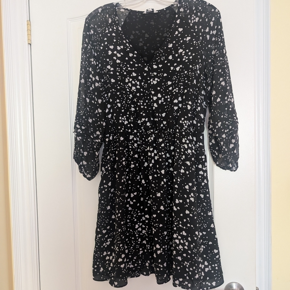 Reitmans Black and White Hearts Women's Dress Size M
